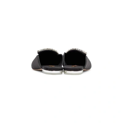 Shop Sophia Webster Black Satin Bibi Butterfly Pearl Slippers In Blk/pearl