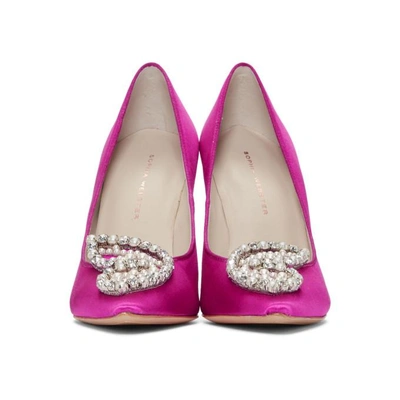 Shop Sophia Webster Pink Bibi Butterfly Pearl Heels In Fuchsia/pea
