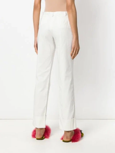 Pre-owned Romeo Gigli Vintage Mid Rise Straight Trousers In White