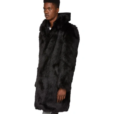 Shop Faith Connexion Black Faux-fur Coat In 001 Black