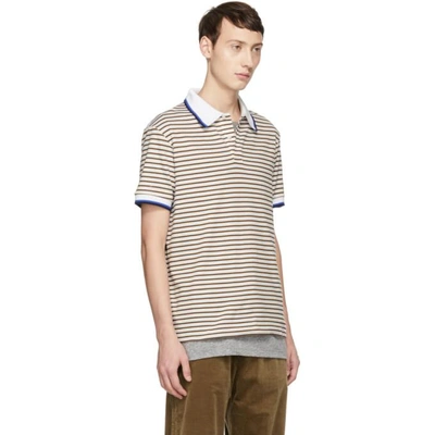 Shop Band Of Outsiders White And Beige Stripe Polo In 9070.wht.be