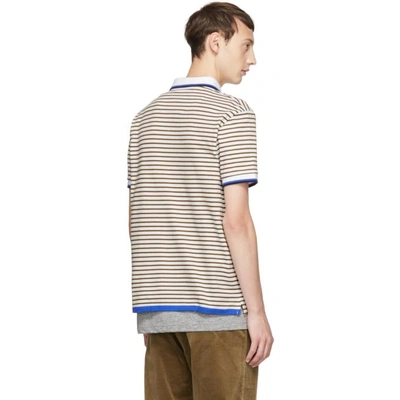 Shop Band Of Outsiders White And Beige Stripe Polo In 9070.wht.be