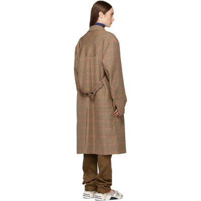 Shop Ambush Beige Long Check Suit Coat In Beige Check