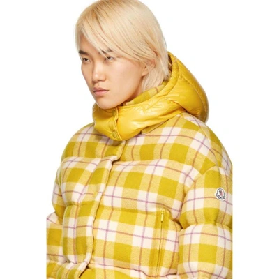 Shop Moncler Yellow Check Down Caille Jacket