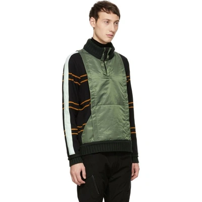 Shop Craig Green Black And Green Ridge Knit Zip-up Sweater In 01_black