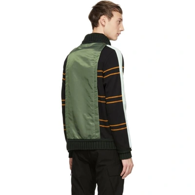 Shop Craig Green Black And Green Ridge Knit Zip-up Sweater In 01_black