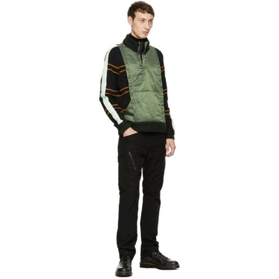 Shop Craig Green Black And Green Ridge Knit Zip-up Sweater In 01_black