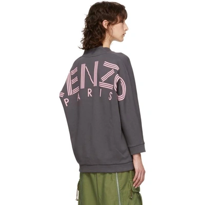 Shop Kenzo Grey Logo Sport V-neck In 98anthracit