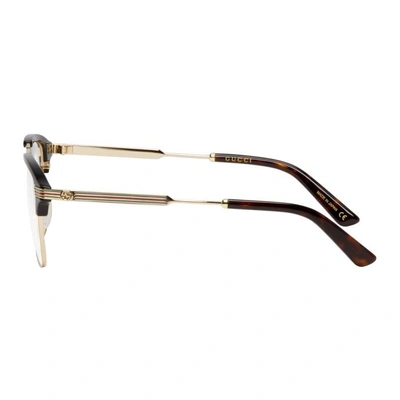 Shop Gucci Gold And Black Square Glasses In 002 Gold/bl