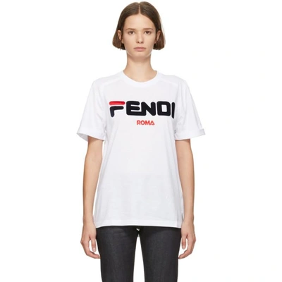 Shop Fendi White  Mania T-shirt In F0znm White