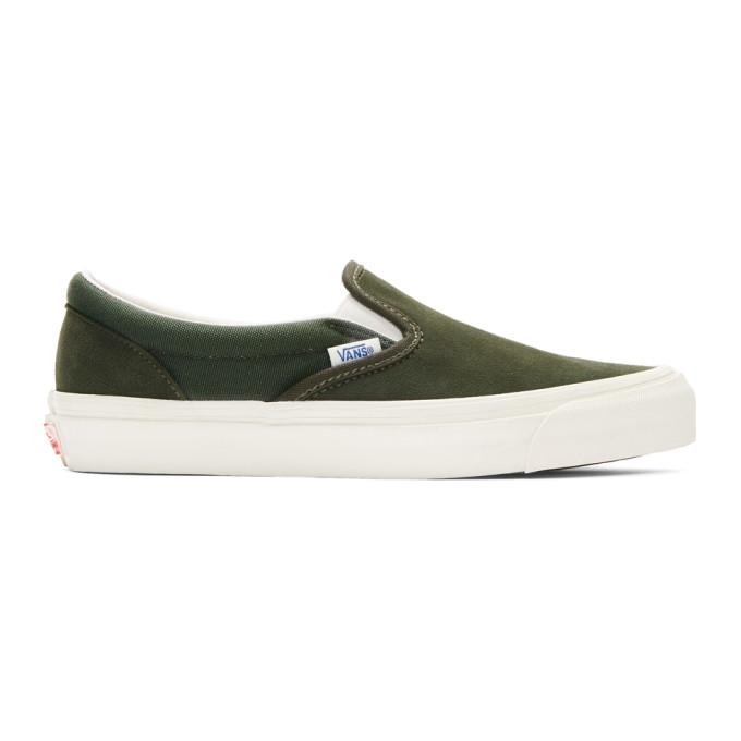 forest green vans slip on