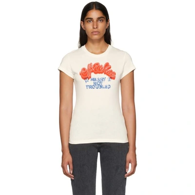 Shop Off-white White Heart Not Troubled T-shirt In White/red