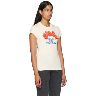 Shop Off-white White Heart Not Troubled T-shirt In White/red