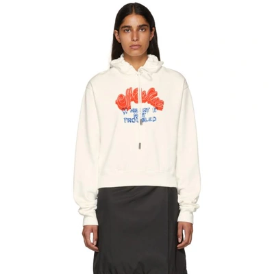 Shop Off-white White Heart Not Troubled Hoodie In White/red