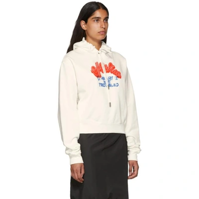 Shop Off-white White Heart Not Troubled Hoodie In White/red