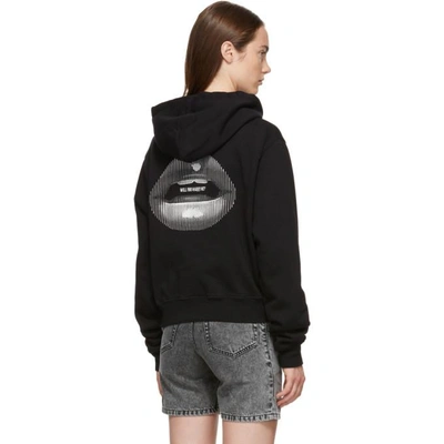 Shop Off-white Black Lips Cropped Hoodie In Black/black