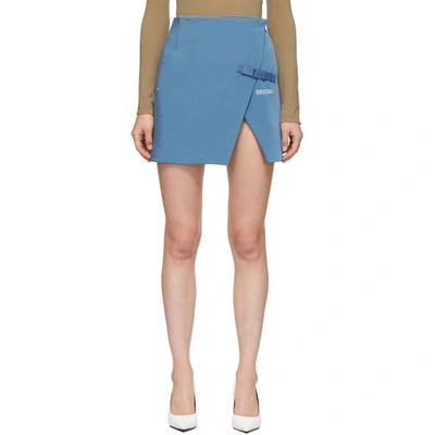 Shop Off-white Blue Stretch Wallet Miniskirt In Light Blue