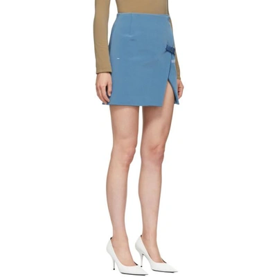 Shop Off-white Blue Stretch Wallet Miniskirt In Light Blue
