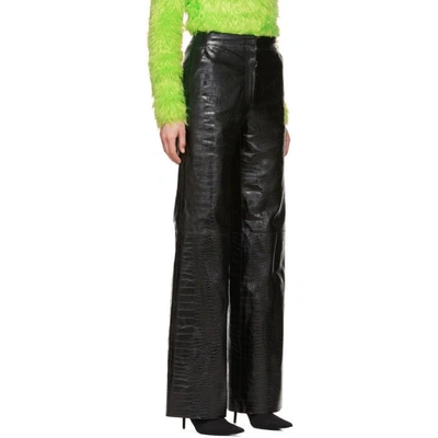 Shop Off-white Black Croc Leather Wide Pants
