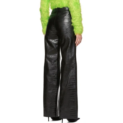 Shop Off-white Black Croc Leather Wide Pants