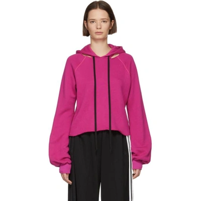 Shop Ben Taverniti Unravel Project Unravel Pink Cotton And Cashmere Hoodie In Fucshia
