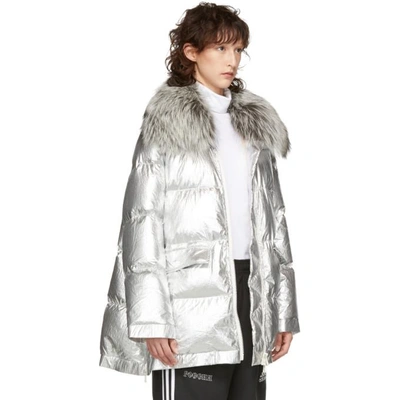 Shop Yves Salomon - Army Silver Ultra Light Down Puffer Jacket In B1127 Silve