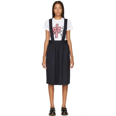 Shop Comme Des Garcons Girl Navy Wool Gabardine Suspender Skirt In 2 Navy