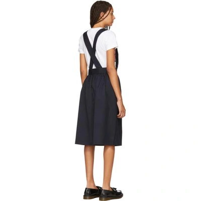 Shop Comme Des Garcons Girl Navy Wool Gabardine Suspender Skirt In 2 Navy