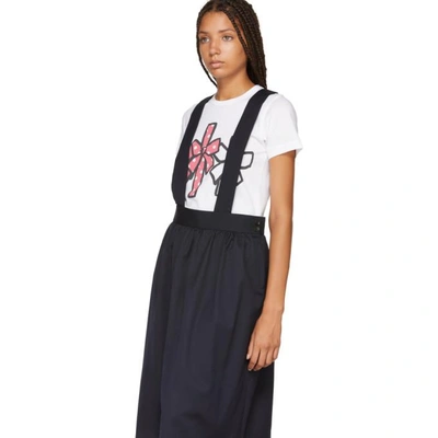 Shop Comme Des Garcons Girl Navy Wool Gabardine Suspender Skirt In 2 Navy