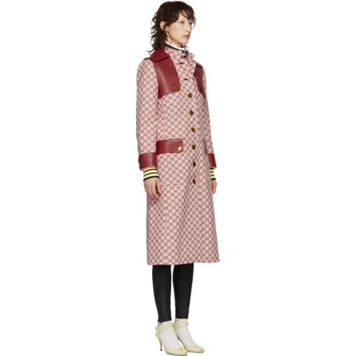 Shop Gucci Red Gg Belted Trench Coat In 9369 Red