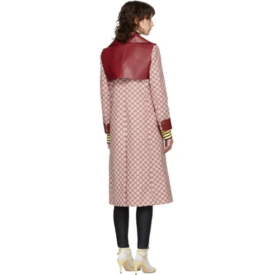 Shop Gucci Red Gg Belted Trench Coat In 9369 Red