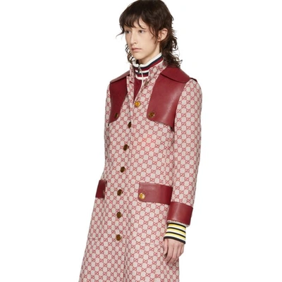 Shop Gucci Red Gg Belted Trench Coat In 9369 Red