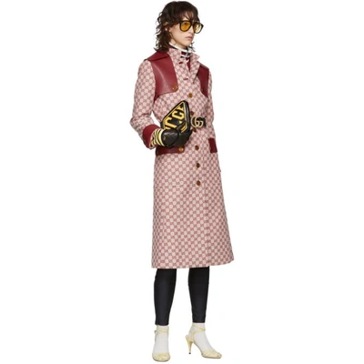 Shop Gucci Red Gg Belted Trench Coat In 9369 Red