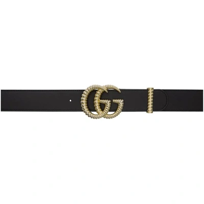 Shop Gucci Black Gg Belt In 1000 Black