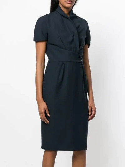 Pre-owned Dior 2010s  Belted Short-sleeve Dress In Blue