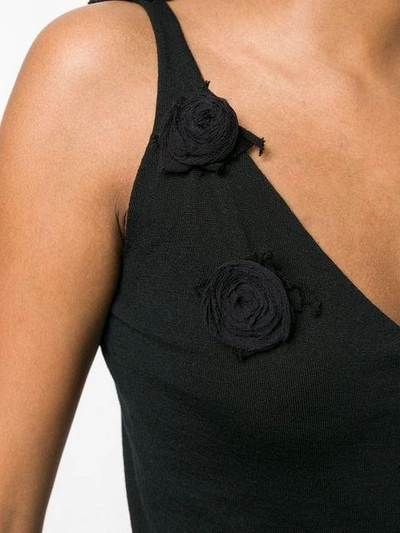 Pre-owned Dior 2000s  Rose-appliqué Knitted Top In Black
