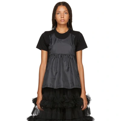 Shop Comme Des Garçons Comme Des Garçons Comme Des Garcons Comme Des Garcons Black Taffeta Tank Panel T-shirt In 1 Blk/blk