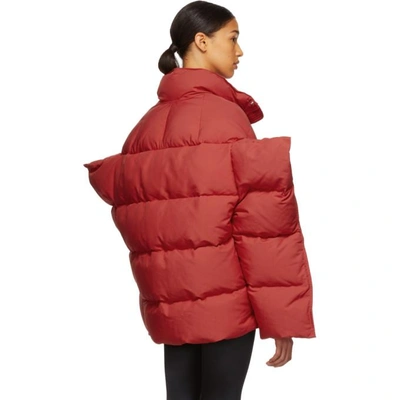 Shop Junya Watanabe Red Down Oversized Puffer Jacket In 1 Red