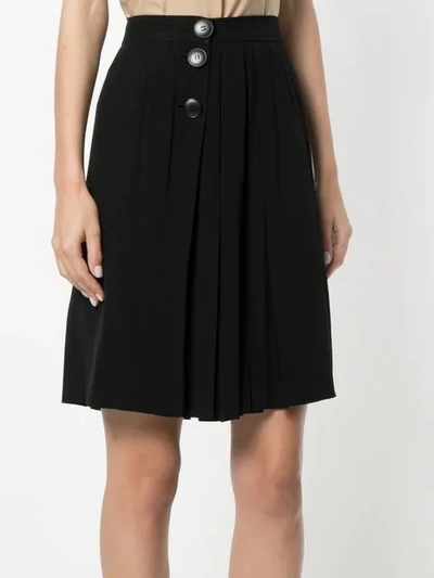 Pre-owned Saint Laurent Pleated Short Skirt In Black