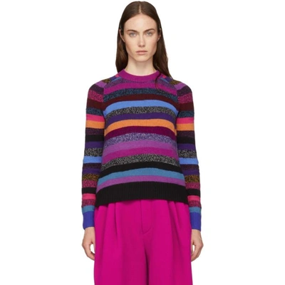 Shop Marc Jacobs Long Sleeve Striped Sweater In 662 Magenta