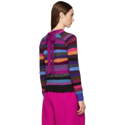 Shop Marc Jacobs Long Sleeve Striped Sweater In 662 Magenta