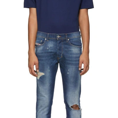 Shop Diesel Blue Tepphar Jeans In 01 Blue