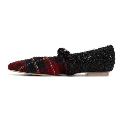 Shop Simone Rocha Black And Red Embellished Strap Ballerina Flats In Red/black