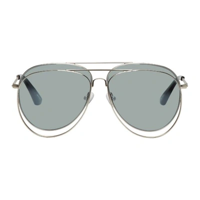 Shop Bless Silver Linda Farrow Edition Double Sunglasses