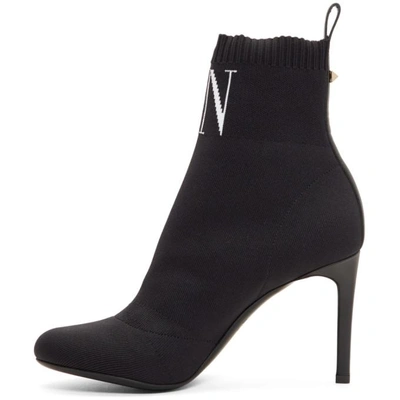 Shop Valentino Black  Garavani 'vltn' Sock Boots In 0ni Black