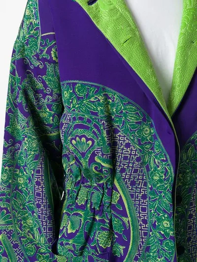 Pre-owned Versace Floral Padded Hooded Coat In Purple