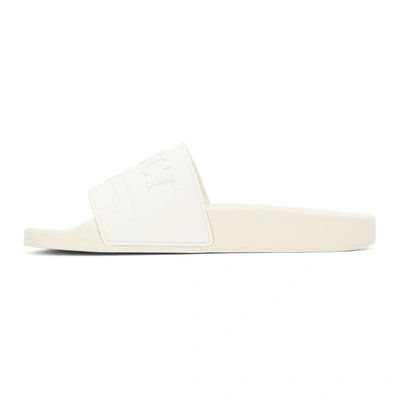 Shop Gucci White Pursuit Pool Slides In 9018 Ivoire