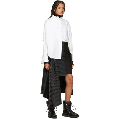 Shop Sacai Black Wool Pleated Skirt In 002 Blk/blk