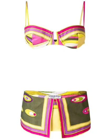 Shop Emilio Pucci Vintage 1968 Triangolazioni Bikini Set - Green