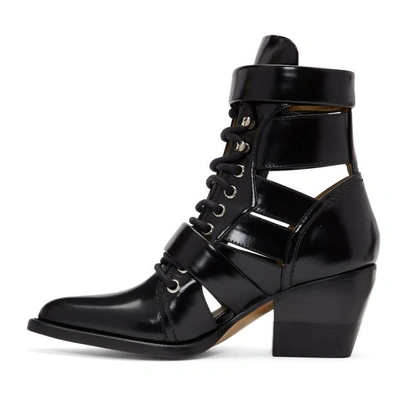 Chloé Rylee Cutout Glossed-leather Ankle Boots In Black | ModeSens